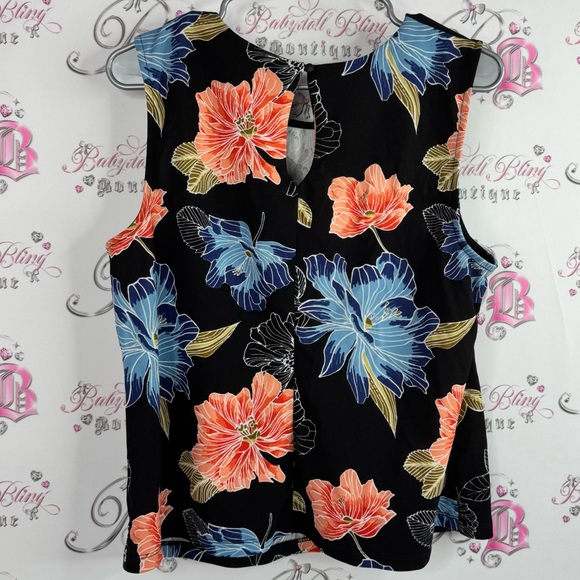Jules & Leopold top Black Tank Top with Multicolor Floral Design flowers - Picture 2 of 6
